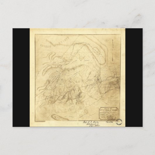 マナサスの戦場の地図1861年7月21日 ポストカード (正面)