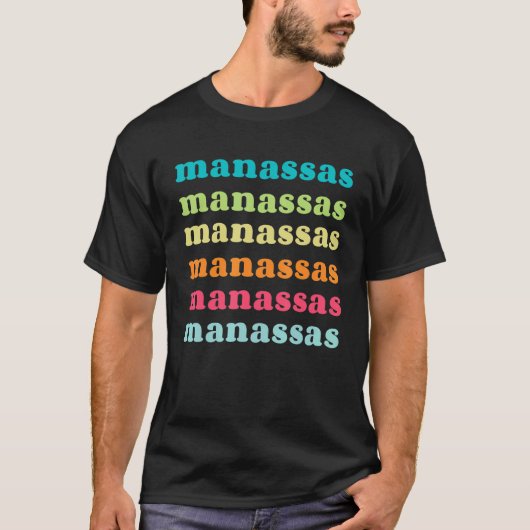 マナサスバージニアVAリカラフルプレーティング文字 Tシャツ (正面)