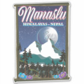 マナスル ヒマラヤ ネパール 旅行ポスターマップ シール (正面)
