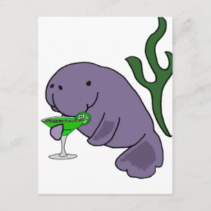 マナティがマルガリータを飲む面白い漫画 ポストカード