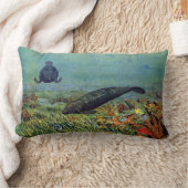 マナティーおよびカラフルの魚 ランバークッション (ブランケット)