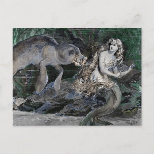 マナティーが人魚に出会う シーズンポストカード