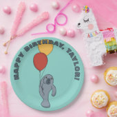 マナティーとバルーンカスタムの誕生日パーティー ペーパープレート (パーティー)