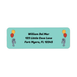 マナティーとバルーンカスタムの誕生日パーティー ラベル