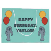 マナティーとバルーンカスタムの誕生日パーティー ラージペーパーバッグ (裏面)