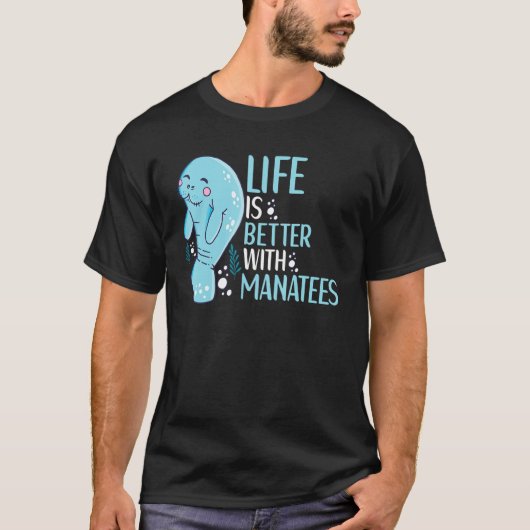 マナティーのいる生活は最高 海牛の服 W用 Tシャツ (正面)