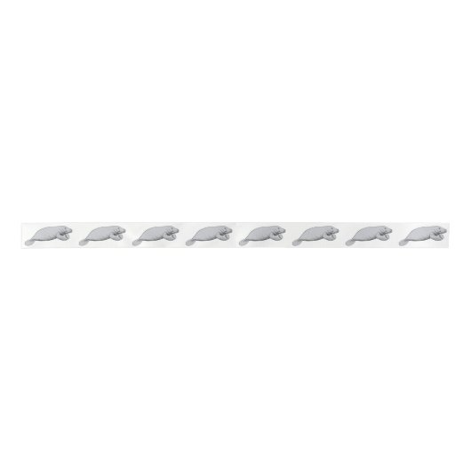 マナティーのヴィンテージ画 サテンリボン (正面)