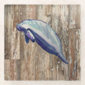 マナティーウッドテクスチャデコ素朴ールガラスコースター ガラスコースター (正面)