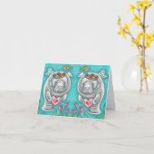 マナティーキューピッド、バブル＆ハーツ カラフルブランク カード (黄色い花)