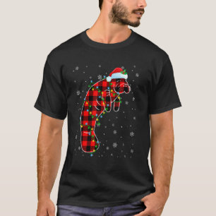 マナティークリスマスサンタハットかわいい動物のクリスマスリグ Tシャツ