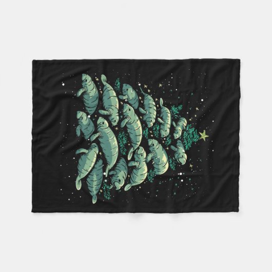 マナティークリスマスツリーマナティークリスマスボーイズ& Wom フリースブランケット (正面(横))