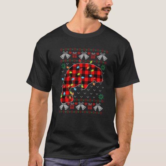 マナティークリスマスライト醜いクリスマスセーター Tシャツ (正面)