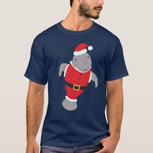 マナティーサンタアニマルクリスマス Tシャツ (正面)