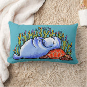 マナティーシータートルスランバーパーティー海ブルー ランバークッション (ブランケット)