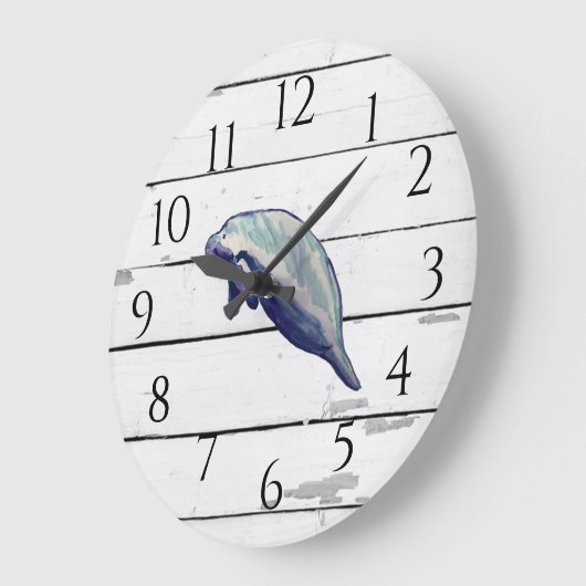 マナティーフロリダワイルドライフデコー素朴シプラップ ラージ壁時計 (傾斜)