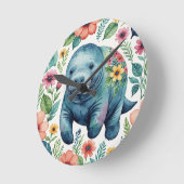 マナティーベビーシャツ ラウンド壁時計 (傾斜)