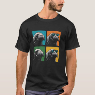 マナティーポップアート - ビンテージ マナティー シーカウラバー Tシャツ