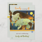 マナティー家族の子供の誕生日のパーティー 招待状 (正面/裏面)