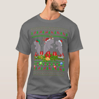マナティー恋人クリスマス照明サンタ醜いマナティーChr Tシャツ