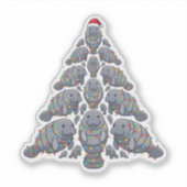 マナティー クリスマスツリー サンタ帽子 クリスマス ライト シール (正面)