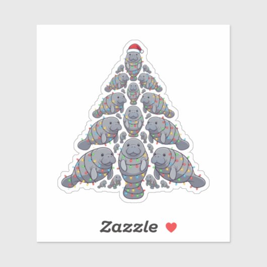 マナティー クリスマスツリー サンタ帽子 クリスマス ライト シール (シート)