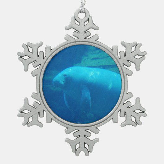 マナティー スノーフレークピューターオーナメント (正面)