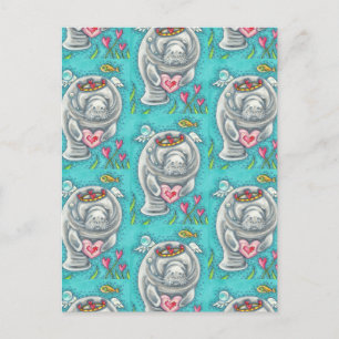 マナティーCUPID、バブル&ハートカラフルバレンタイン シーズンポストカード