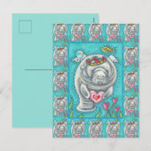 マナティーCUPID、バブル&ハートカラフルバレンタイン シーズンポストカード (正面/裏面)