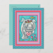 マナティーCUPID、バブル&ハートカラフルバレンタイン シーズンポストカード (正面/裏面)