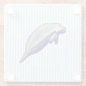 マナティ絵画ービーチデコールガラスコースター ガラスコースター (裏面)