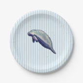 マナティ絵画ービーチデコールガラスコースター ペーパープレート (正面)