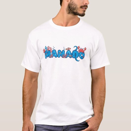 マナドTシャツ - 珊瑚の街の名前のグラフィックTシャツ Tシャツ (正面)