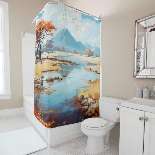 マナプールズジンバブエヴィンテージイラストレーション旅行 シャワーカーテン (インサイチュ)