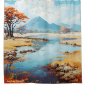 マナプールズジンバブエヴィンテージイラストレーション旅行 シャワーカーテン (正面)