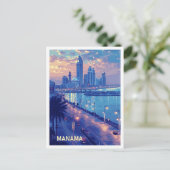 マナマバーレーンアートヴィンテージトラベルイラストレーション ポストカード (スタンド正面)