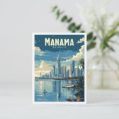 マナマバーレーンヴィンテージアートトラベルイラストレーション ポストカード (スタンド正面)