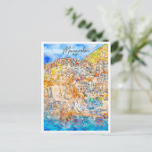 マナロライタリアトラベルプレイスウォーターカラー ポストカード (スタンド正面)