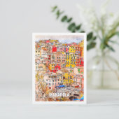 マナロライタリアトラベルプレイスウォーターカラー ポストカード (スタンド正面)