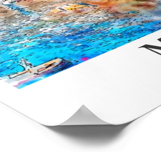 マナロライタリア旅行水の色の手描き ポスター (角)