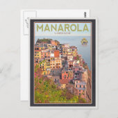 マナローラのぶどう畑に沈む夕日（黒） ポストカード (正面/裏面)