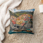 マナローラCinque Terre Liguriaイタリアのヨーロッパ沿岸 クッション (ブランケット)