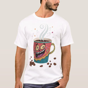 マニアックな表情のコーヒーカップ Tシャツ