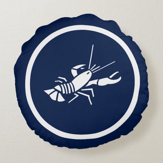 マニアネイビーブルーロブスター 航海の ラウンドクッション (裏面)