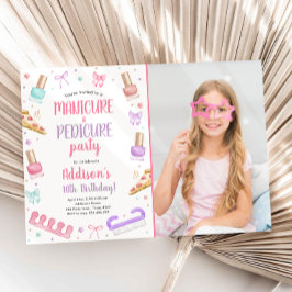 マニキュアとペディキュアの弓 マニペディパーティー 誕生日 招待状