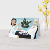 マニキュアと顔を持つスパ カード (黄色い花)