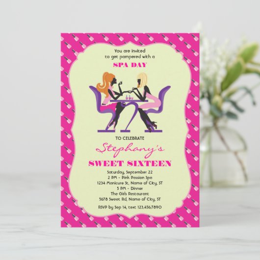 マニキュアのスパのSweet sixteenの招待状 招待状 (スタンド正面)