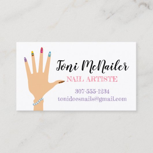 マニキュアのネイルアーチストのネイルアーティスト手の名刺 名刺 (正面)