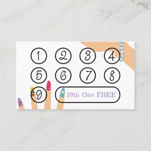 マニキュアのネイルアーチストのネイルアーティスト手の名刺 名刺 (裏面)