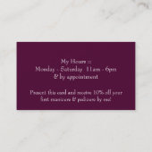 マニキュアのネイルアーチストの化粧の名刺 名刺 (裏面)