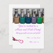 マニキュアのペディキュアのパーティー 招待状 (正面/裏面)